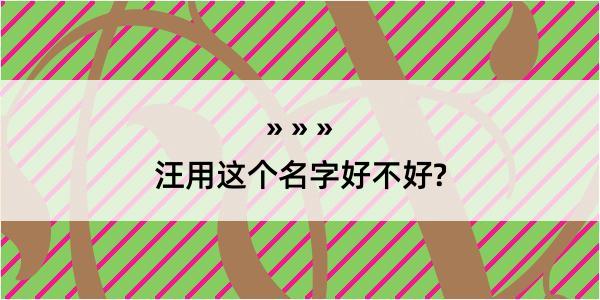 汪用这个名字好不好?