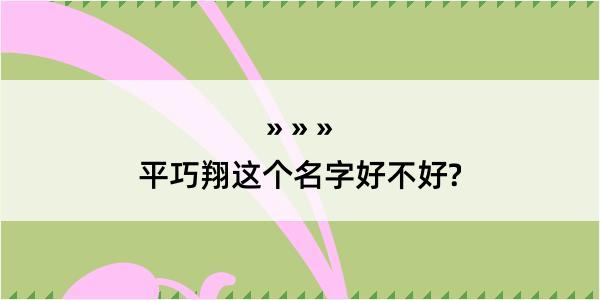 平巧翔这个名字好不好?