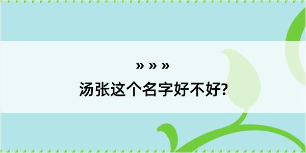 汤张这个名字好不好?