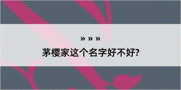 茅樱家这个名字好不好?