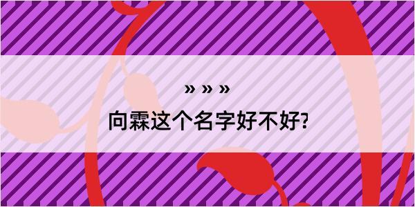 向霖这个名字好不好?