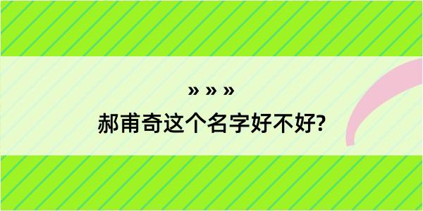 郝甫奇这个名字好不好?