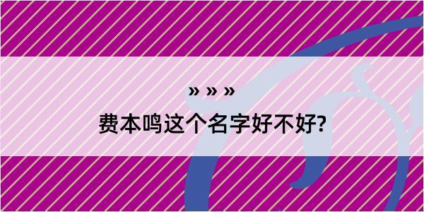 费本鸣这个名字好不好?