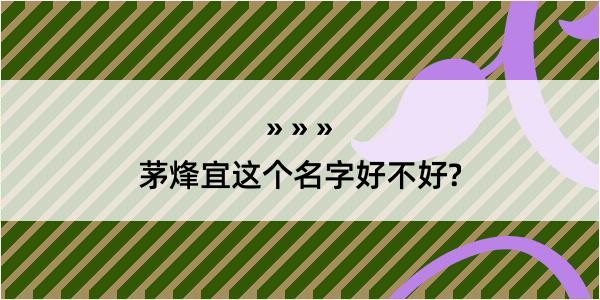 茅烽宜这个名字好不好?