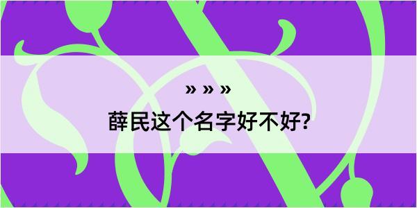 薛民这个名字好不好?