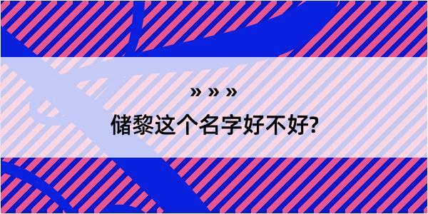 储黎这个名字好不好?