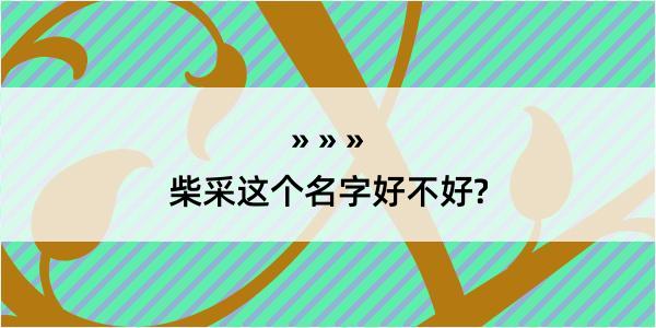 柴采这个名字好不好?