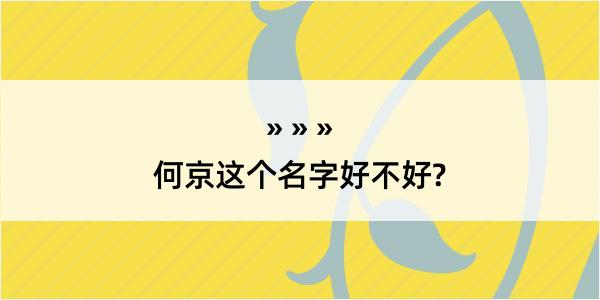 何京这个名字好不好?