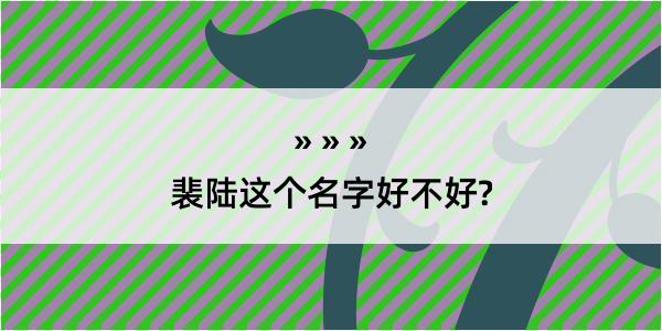 裴陆这个名字好不好?