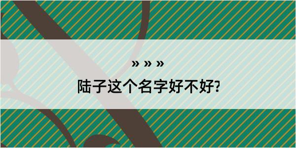 陆子这个名字好不好?