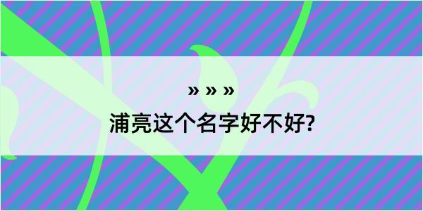 浦亮这个名字好不好?