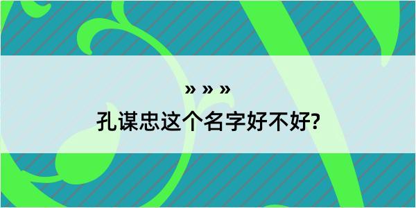 孔谋忠这个名字好不好?