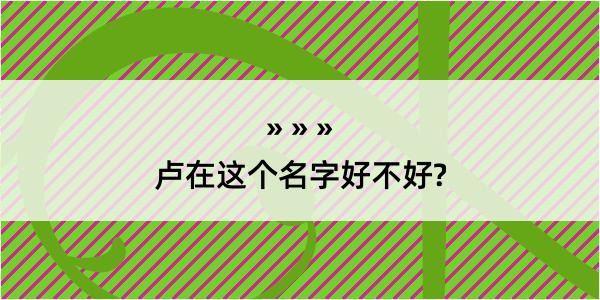 卢在这个名字好不好?