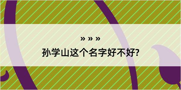 孙学山这个名字好不好?