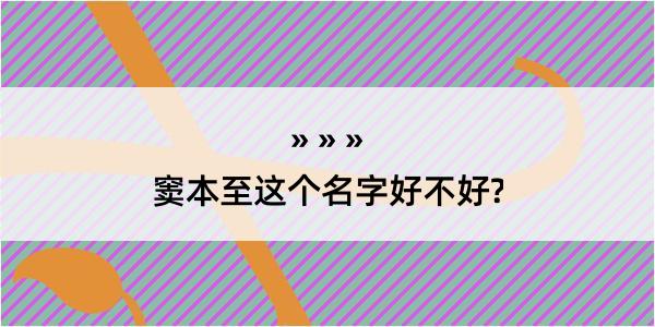 窦本至这个名字好不好?