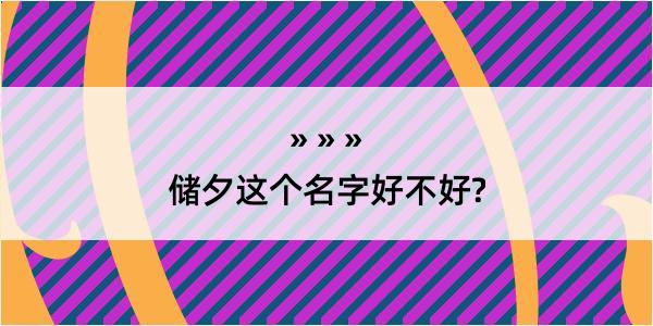 储夕这个名字好不好?