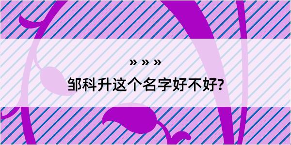 邹科升这个名字好不好?