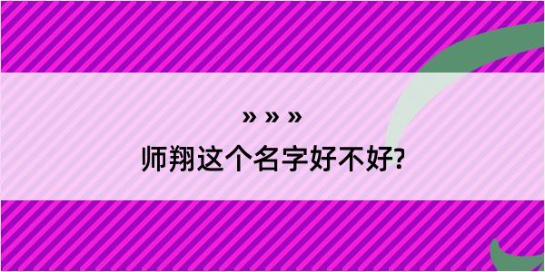 师翔这个名字好不好?