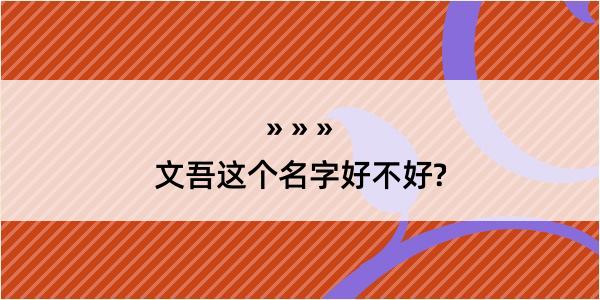 文吾这个名字好不好?