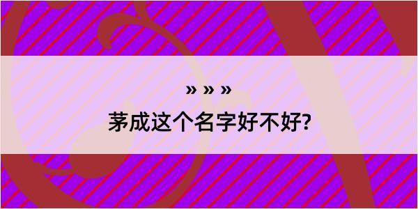 茅成这个名字好不好?