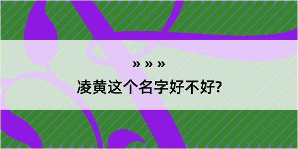 凌黄这个名字好不好?