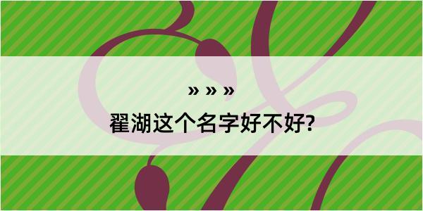 翟湖这个名字好不好?