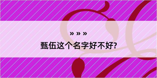 甄伍这个名字好不好?