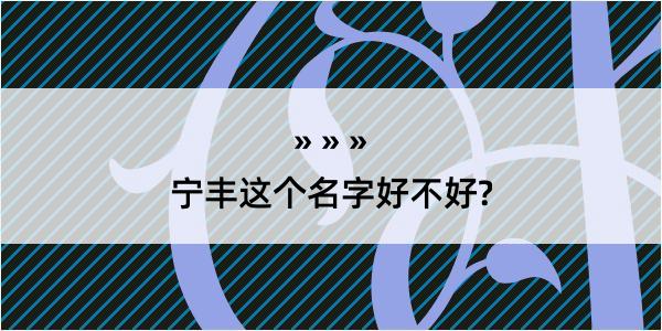 宁丰这个名字好不好?