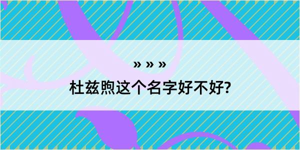 杜兹煦这个名字好不好?