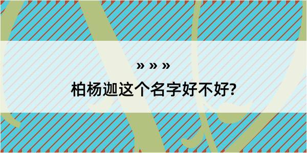 柏杨迦这个名字好不好?