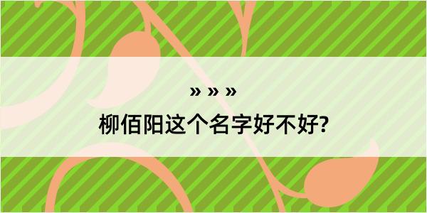 柳佰阳这个名字好不好?