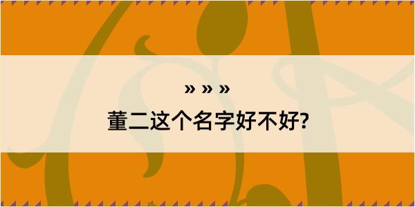 董二这个名字好不好?