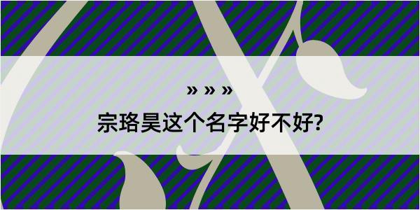 宗珞昊这个名字好不好?