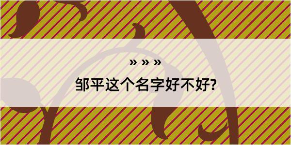 邹平这个名字好不好?