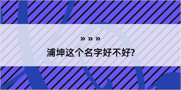 浦坤这个名字好不好?