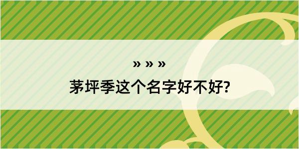 茅坪季这个名字好不好?