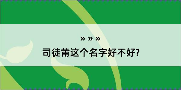 司徒莆这个名字好不好?