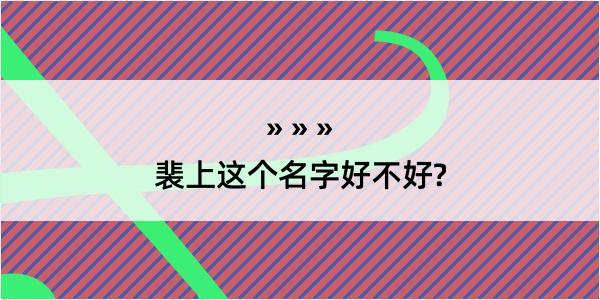 裴上这个名字好不好?