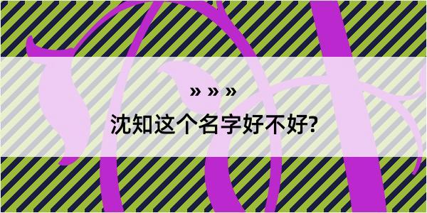 沈知这个名字好不好?