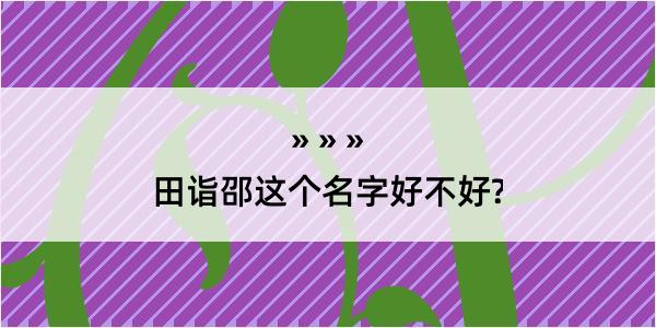 田诣邵这个名字好不好?