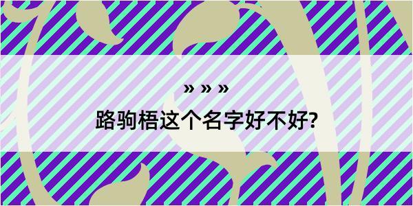 路驹梧这个名字好不好?