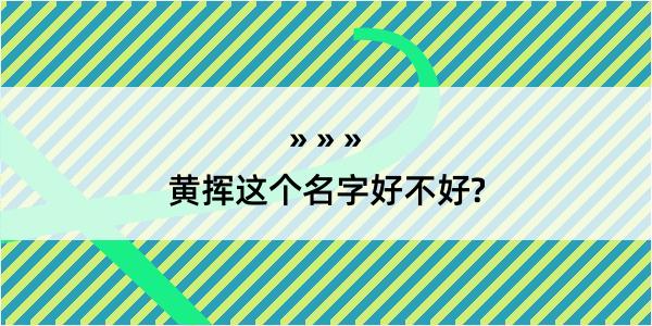 黄挥这个名字好不好?