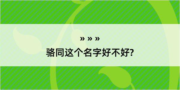 骆同这个名字好不好?