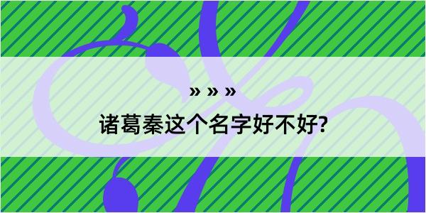 诸葛秦这个名字好不好?