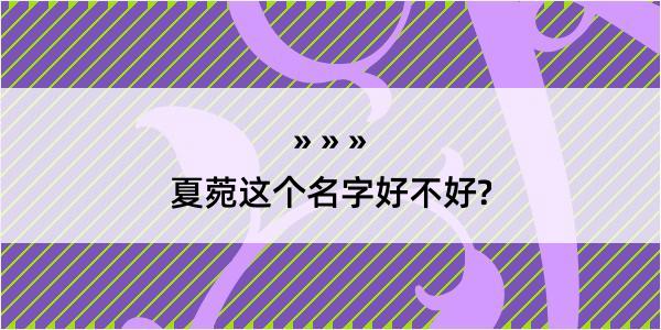 夏菀这个名字好不好?