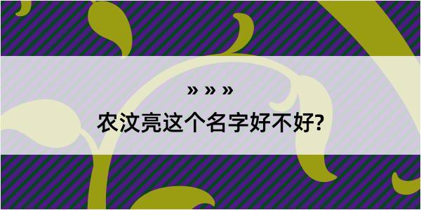 农汶亮这个名字好不好?