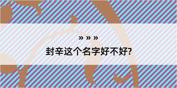 封辛这个名字好不好?