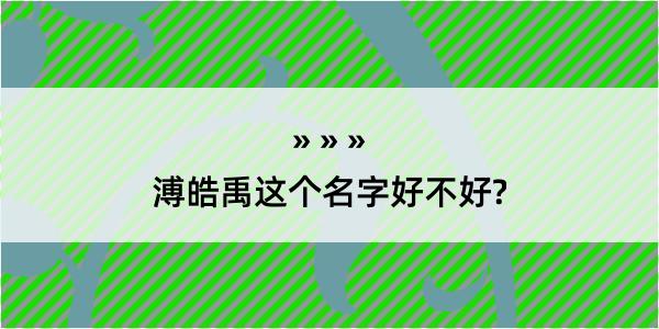 溥皓禹这个名字好不好?