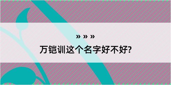 万铠训这个名字好不好?