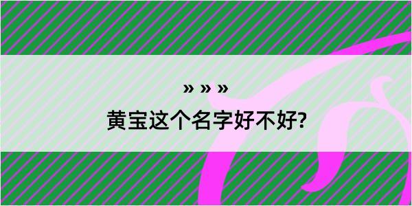 黄宝这个名字好不好?